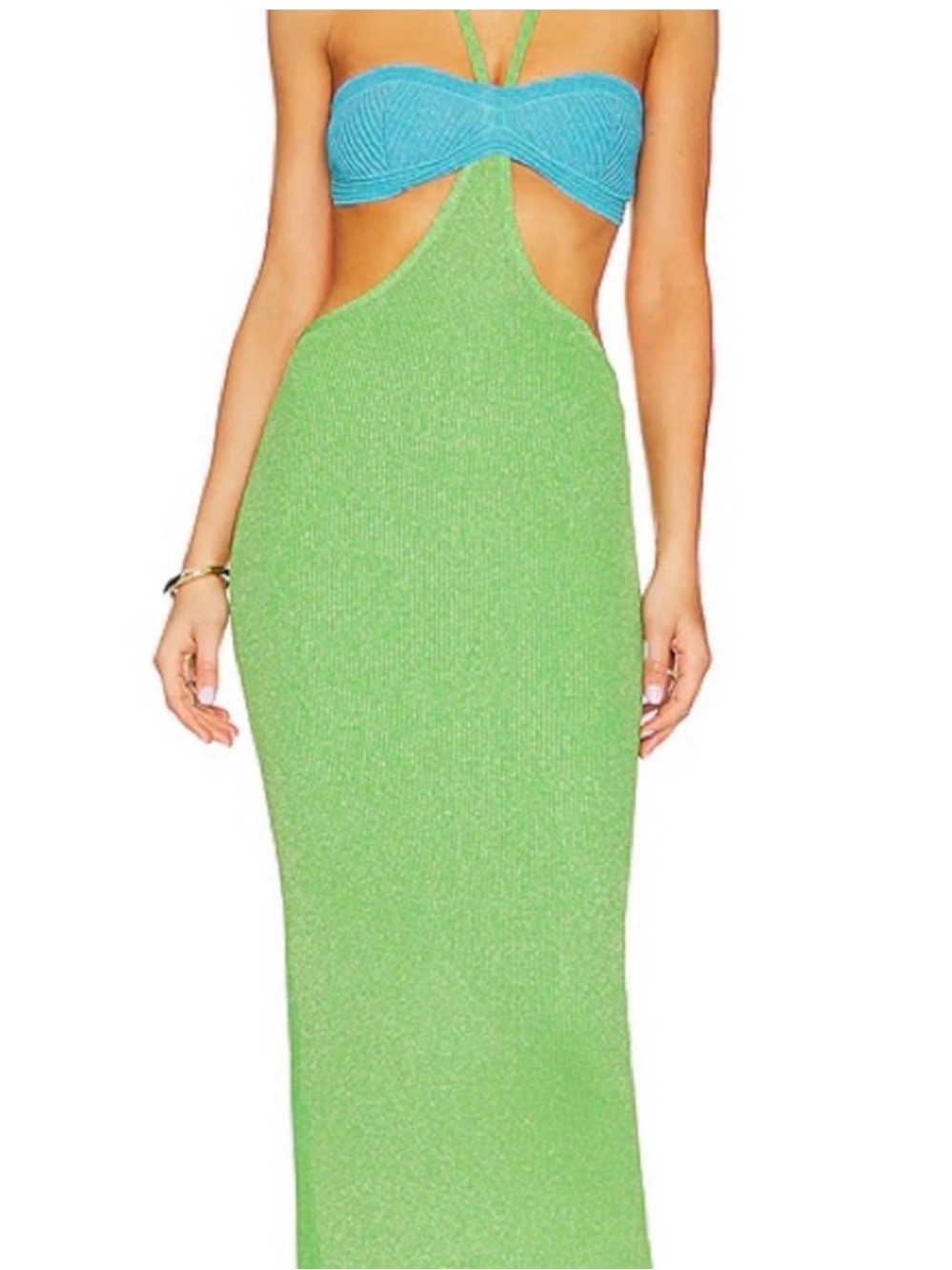 Retrofete Eloisa dress SOLDOUT Green and Teal Backless Cutout Maxi Dress